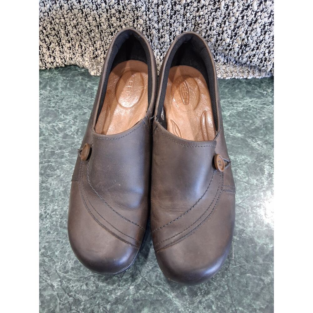 Keen Mora Button 1014106 Clogs Womens Sz 10 Brown Leather Slip On Casual Shoes - Picture 10 of 10